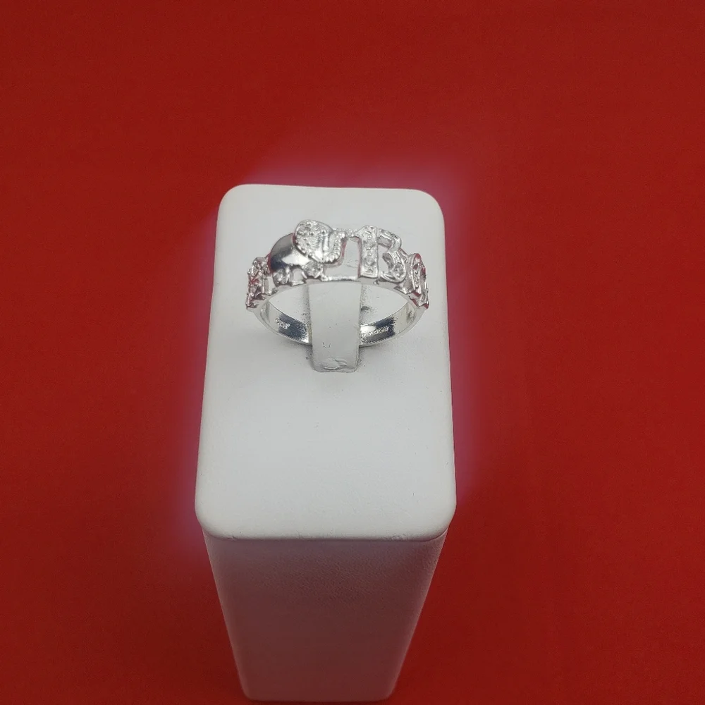 925 real solid sterling silver men's with zircon ston Good Luck Symbol Sz 11.5
